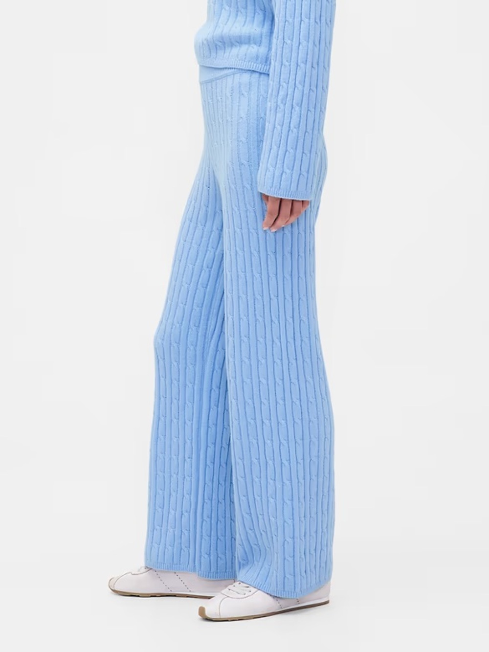 Gap Cashsoft Cable-Knit Sweater Pants Baby Blue Cashmere Alternative Cabincore